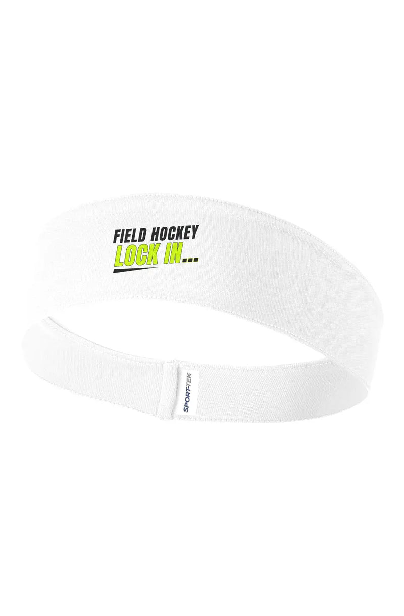 Field hockey performance headband in White featuring Lock In design for players