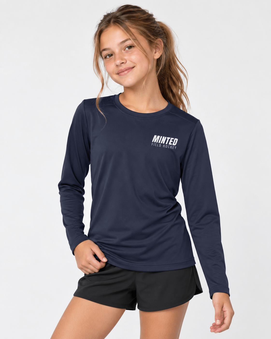 Minted Field Hockey Youth Performance Long Sleeve Tee long sleeves