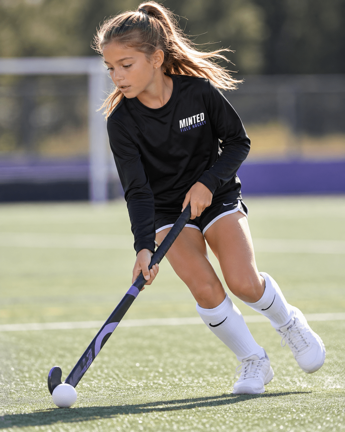 Minted Field Hockey Youth Performance Long Sleeve Tee long sleeves